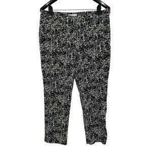 Chico's Pants Size 2 12 Women's Black White Textured Slim Ankle Cotton Stretch